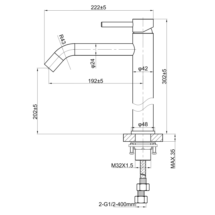 GRADE A1 - Brushed Bronze Tall Mono Basin Mixer Tap - Arissa