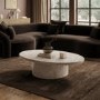 Large Beige Marble Effect Oval Coffee Table - Arrezzo
