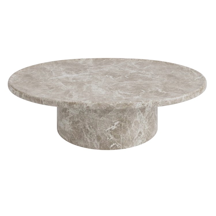 Large Beige Marble Effect Oval Coffee Table - Arrezzo