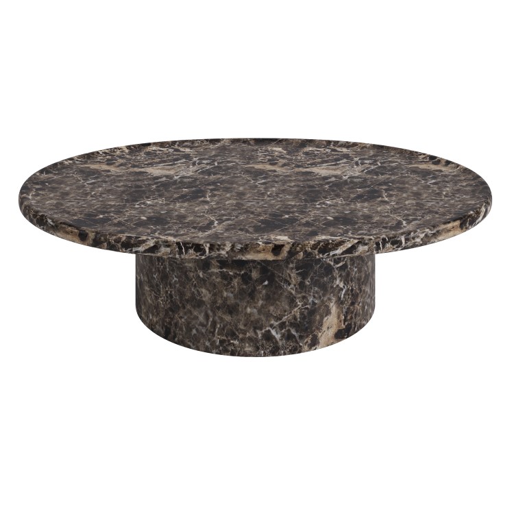 Large Brown Marble Effect Oval Coffee Table - Arrezzo
