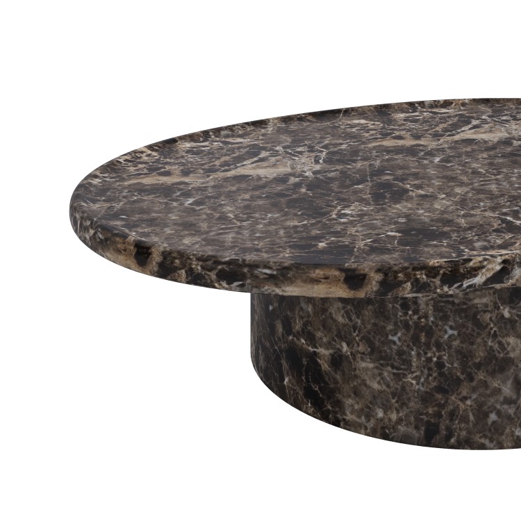 Large Brown Marble Effect Oval Coffee Table - Arrezzo