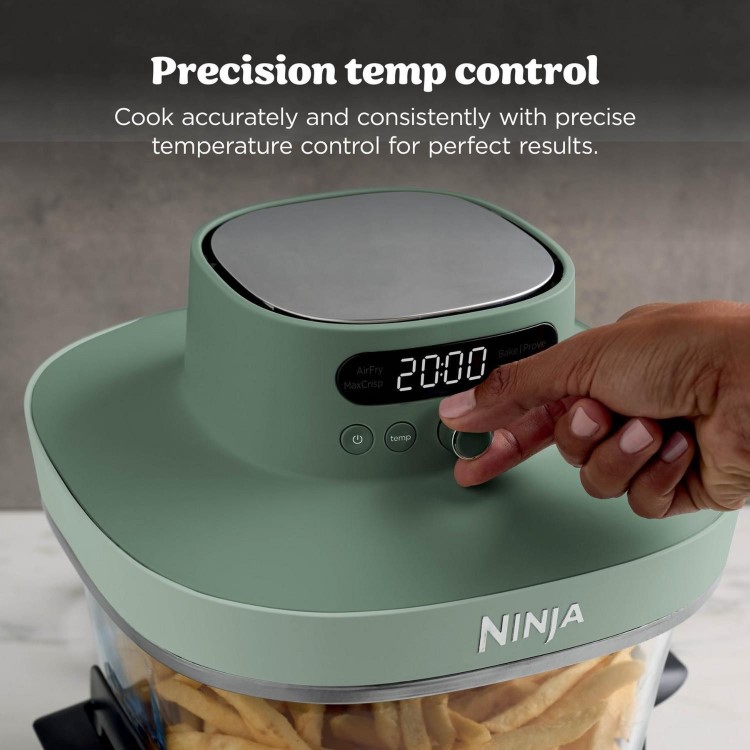 Ninja AS090UKGN CRISPi PRO 5-in-1 Glass Air Fryer – Moss Green  XL Healthy Air Fry Bake Roast & Crisp Cooking System