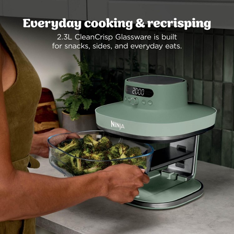 Ninja AS090UKGN CRISPi PRO 5-in-1 Glass Air Fryer – Moss Green  XL Healthy Air Fry Bake Roast & Crisp Cooking System