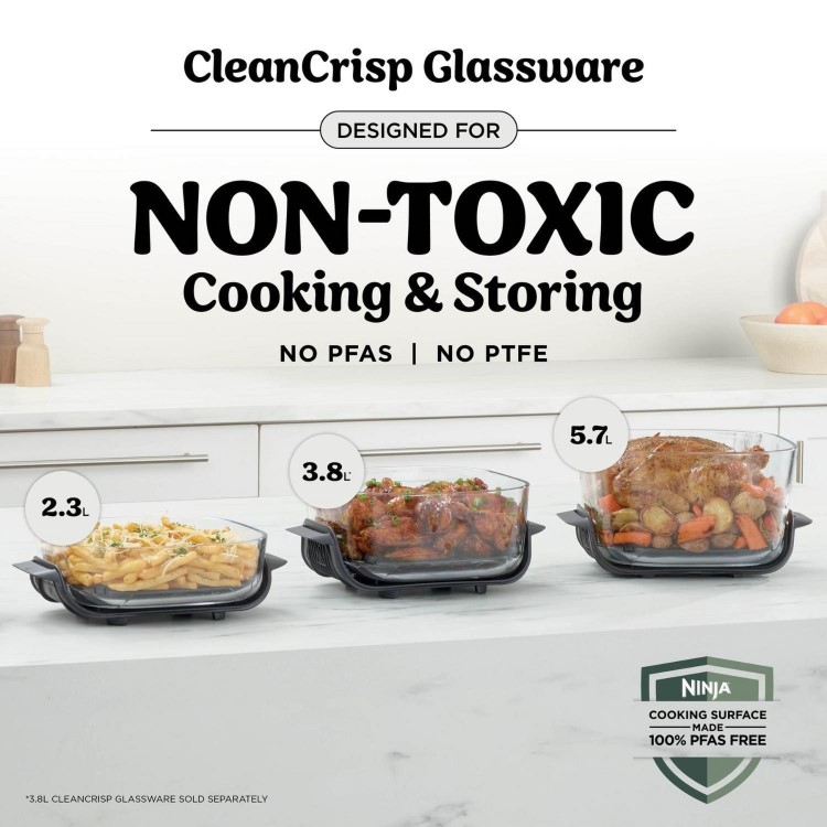 Ninja AS090UKWH CRISPi PRO 5-in-1 Glass Air Fryer – White  Air Fry Roast Bake Reheat & Dehydrate Healthy Crispy Cooking