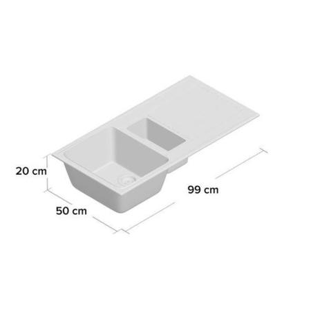 1.5 Bowl White Composite Kitchen Sink with Reversible Drainer - CDA