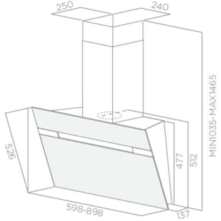 Elica ASC-LED-60-BLK Ascent 60cm Angled Cooker Hood - Black