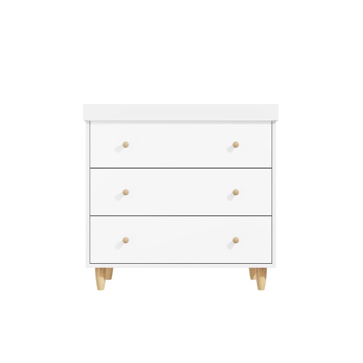 White Scandi Pine Wood Changing Unit with 3 Drawers - Astelle