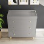 Grey Scandi Pine Wood Changing Unit with 3 Drawers - Astelle