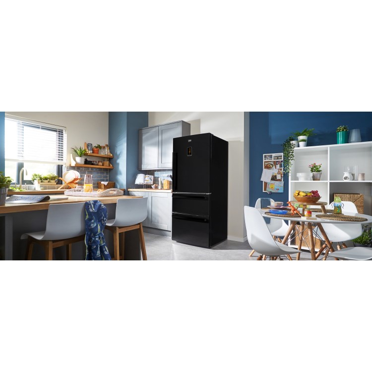 Beko ASML142B American Style 74cm Wide Multi Door Freestanding Fridge Freezer - Black