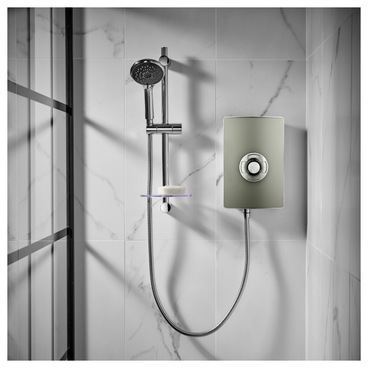 GRADE A1 - Triton Aspirante 8.5kw Gun Metal Electric Shower