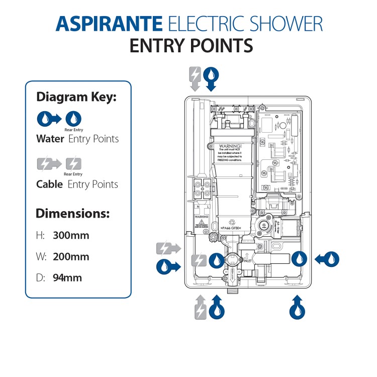 GRADE A1 - Triton Aspirante 8.5kw Gun Metal Electric Shower