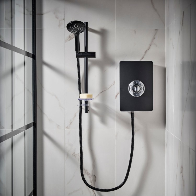 ONLY OPENED - Triton Aspirante 9.5kw Black Electric Shower 