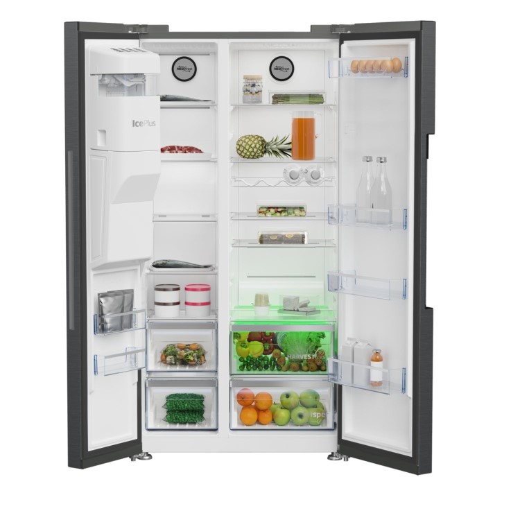 Refurbished Beko ASP33B32VPZ 571 Litre Frost Free American Fridge Freezer Black Steel