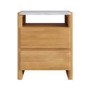 Solid Acacia 2 Drawer Bedside Table with Real Marble Top - Asher