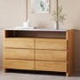 Solid Acacia Chest of 6 Drawers with Real Marble Top - Asher