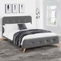 Grey Fabric Upholstered Double Bed Frame with Curved Headboad - Astrid - Julian Bowen