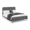 Grey Fabric Upholstered Double Bed Frame with Curved Headboad - Astrid - Julian Bowen