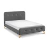 Grey Fabric Upholstered Double Bed Frame with Curved Headboad - Astrid - Julian Bowen