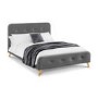 Grey Fabric Upholstered King Size Bed Frame with Curved Headboad - Astrid - Julian Bowen