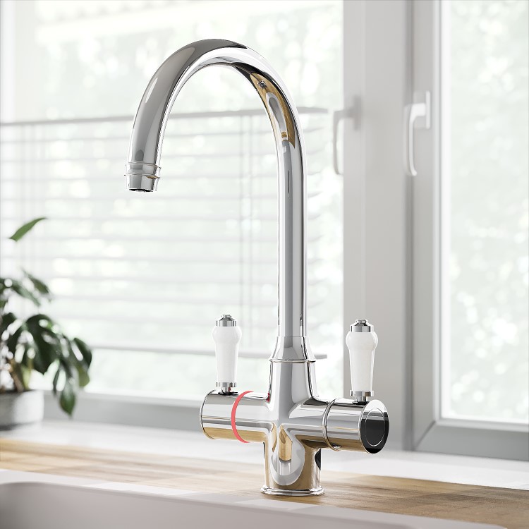 Chrome 3 in 1 Boiling Hot Kitchen Mixer Tap with 3L Boiler and Filter - Pronto Astrid