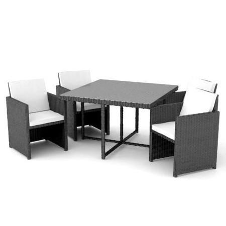 Astoria Piece Garden Furniture Cube Set in Black Wicker Rattan