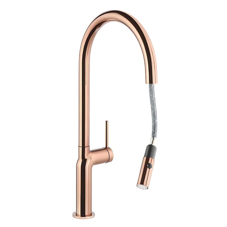Abode Tubist Pull Out Kitchen Tap - Polished Copper