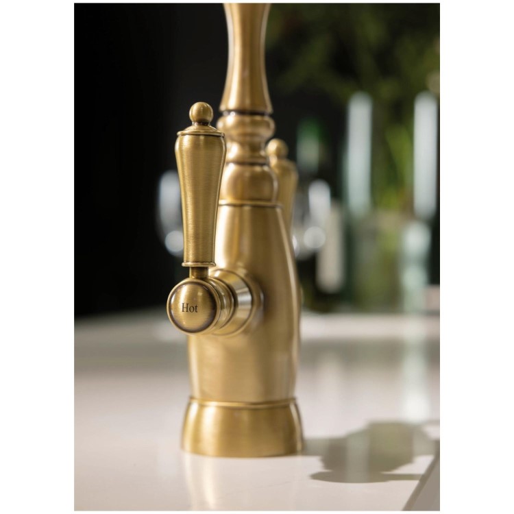 Mayenne Dual Lever Kitchen Mixer Tap - Antique Brass