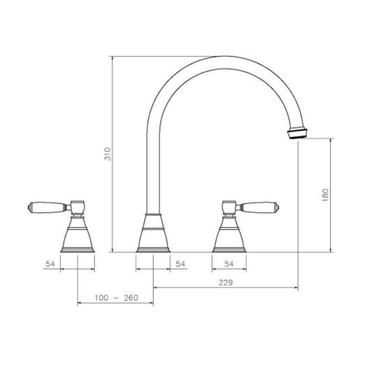Astbury 3-Part Kitchen Mixer Tap - Forged Brass