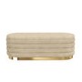 Oval Beige Velvet Ottoman Blanket Box with Gold Plinth - Astrid