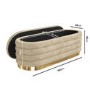 Oval Beige Velvet Ottoman Blanket Box with Gold Plinth - Astrid