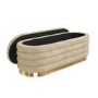 Oval Beige Velvet Ottoman Blanket Box with Gold Plinth - Astrid
