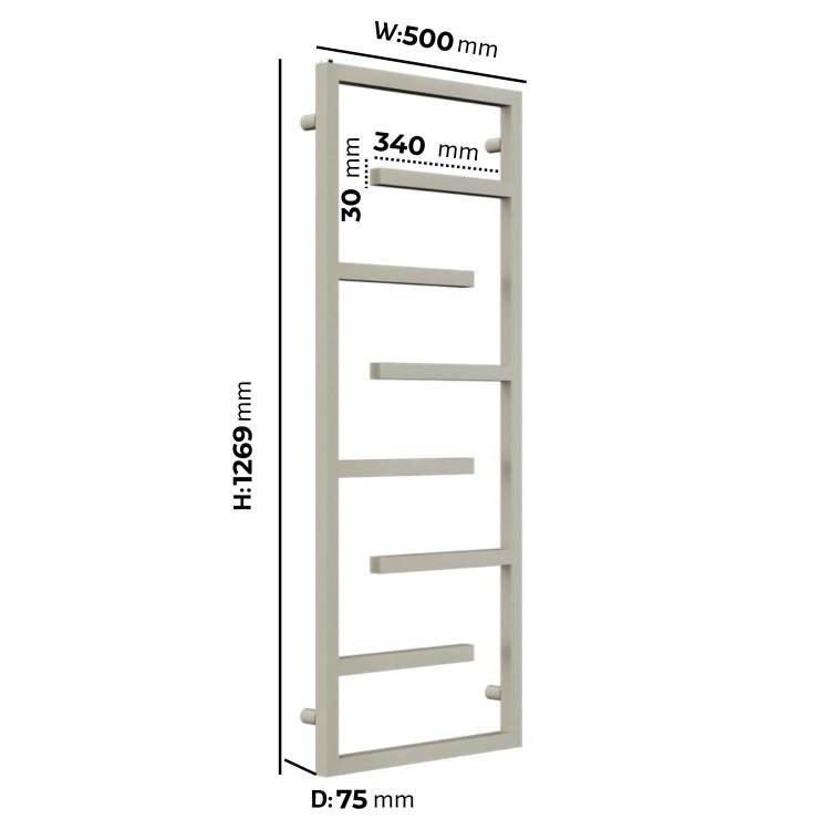 ALMOST PERFECT - Beige Designer Towel Radiator 1270 x 500mm - Atka