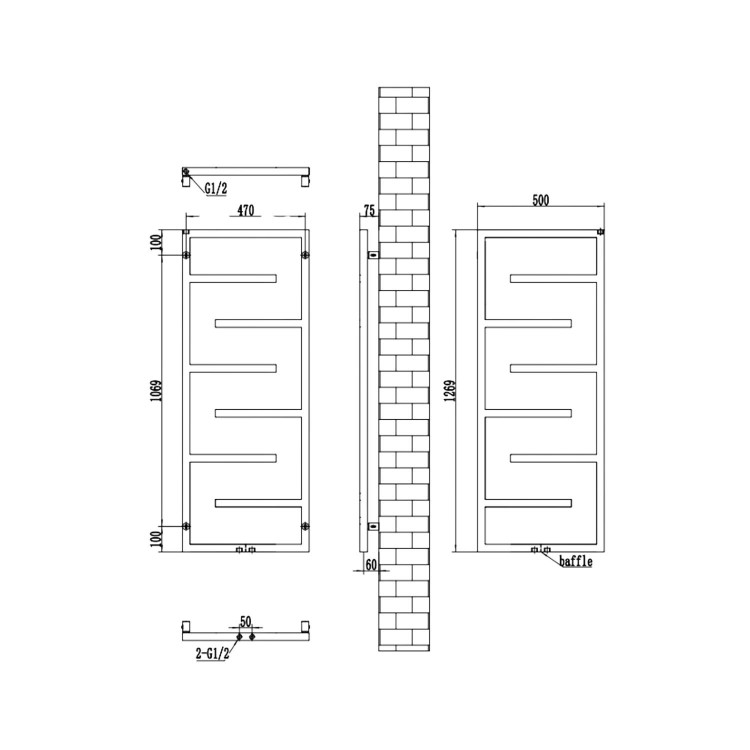 ALMOST PERFECT - Beige Designer Towel Radiator 1270 x 500mm - Atka
