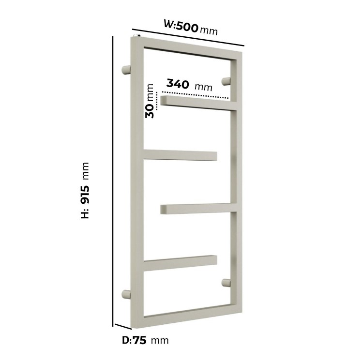 GRADE A1 - Beige Designer Towel Radiator 915 x 500mm - Atka