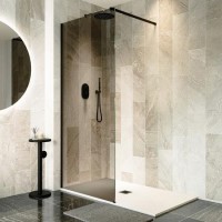 900mm Black Smoked Glass Shower Screen for Wet Room & Walk In Shower - Atlas
