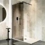 900mm Black Smoked Glass Shower Screen for Wet Room & Walk In Shower - Atlas