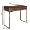 Aubrey Walnut 2 Drawer Console Table with Gold Legs
