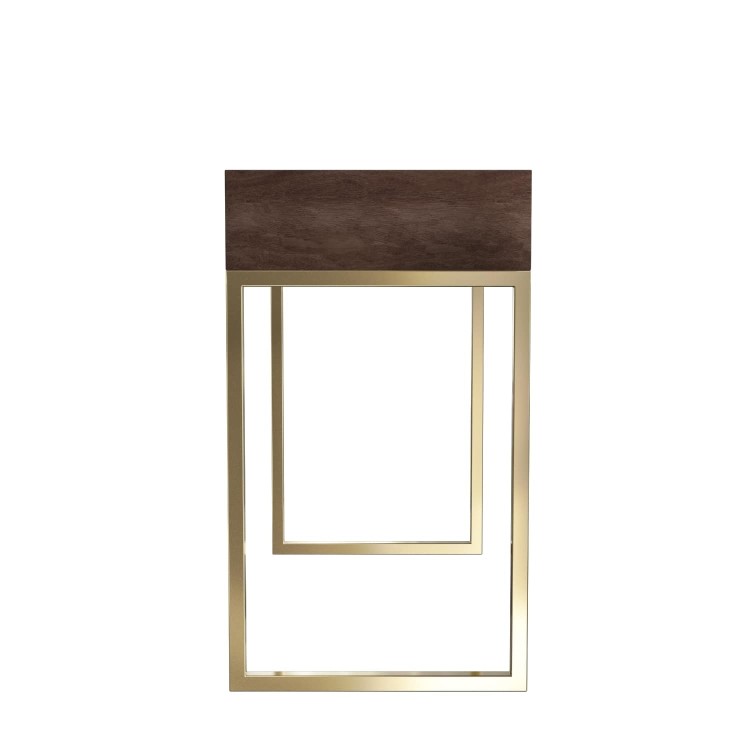 Aubrey Walnut 2 Drawer Console Table with Gold Legs