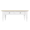 Auckland Farmhouse White &amp; Pine Coffee Table with 2 Drawers