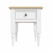 Small White Side Table with Pine Top & Drawer - Auckland
