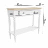 Narrow White Console Table with Wood Top &amp; Drawer - Auckland