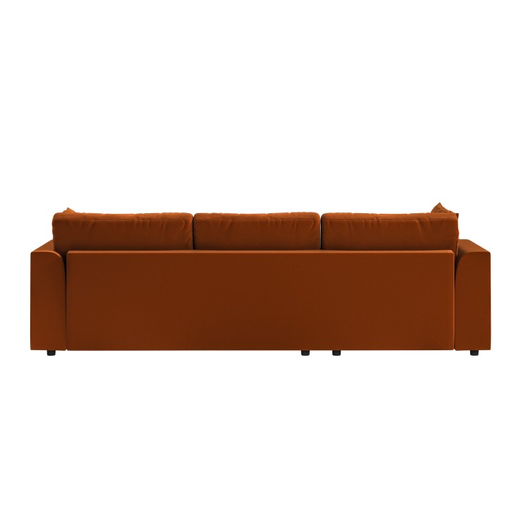 Large Burnt Orange Velvet Left Hand 4 Seater Chaise Corner Sofa - August