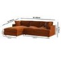 Large Burnt Orange Velvet Left Hand 4 Seater Chaise Corner Sofa - August