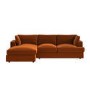 Large Burnt Orange Velvet Left Hand 4 Seater Chaise Corner Sofa - August