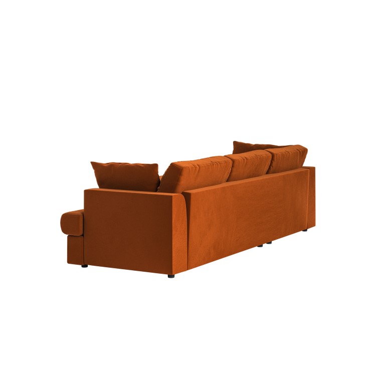 Large Burnt Orange Velvet Left Hand 4 Seater Chaise Corner Sofa - August
