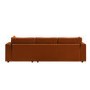 Large Burnt Orange Velvet Right Hand 4 Seater Chaise Corner Sofa - August
