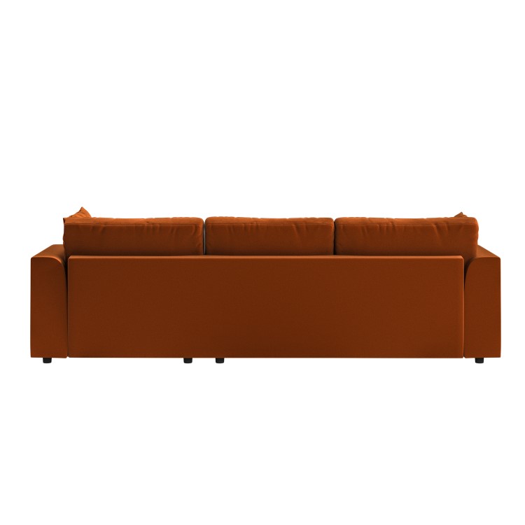Large Burnt Orange Velvet Right Hand 4 Seater Chaise Corner Sofa - August