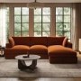 Large Burnt Orange Velvet Right Hand 4 Seater Chaise Corner Sofa - August