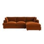 Large Burnt Orange Velvet Right Hand 4 Seater Chaise Corner Sofa - August