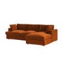 Large Burnt Orange Velvet Right Hand 4 Seater Chaise Corner Sofa - August